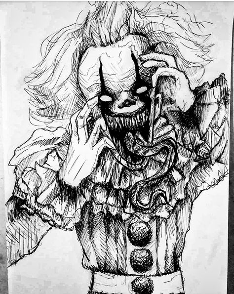 Drawing pennywise it stephenking art Pennywise Drawing Sketch, Creepy Clown Drawing, Scary Sketches, Disturbing Drawings, Creepy Sketches, Scary Drawings, Horror Drawing, Clown Horror, Pennywise The Dancing Clown