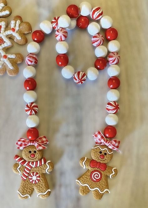 Gingerbread Garland, Xmas Kitchen, Xmas Garland, Beads Garland, Gingerbread Christmas Tree, Farmhouse Beads, Gingerbread Decor, Gingerbread Crafts, Gingerbread Christmas Decor