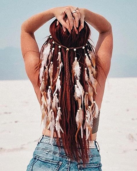 Vintage durable rope will stay in hair which don't slip out and keep hairstyle all day Boho Feather Headband, Alien Headband, Feather Hair Pieces, Girls Hairstyles Easy, Hippie Headbands, Feather Headpiece, Prom Accessories, Hippie Costume, Indian Hair