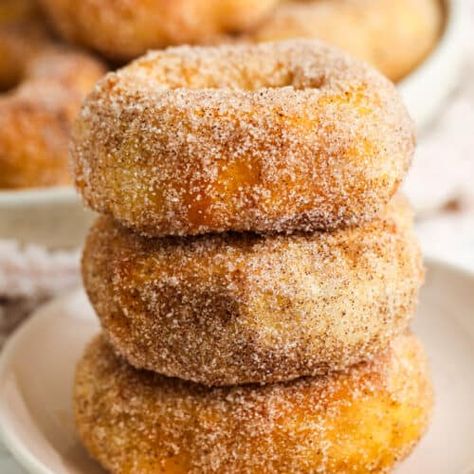 Air Fryer Donuts - Spend With Pennies Air Fryer Donuts, Air Fryer Baked Potato, Stuffing Casserole, Sugar Donut, Cinnamon Sugar Donuts, Spend With Pennies, Homemade Donuts, Doughnut Recipe, Delicious Donuts