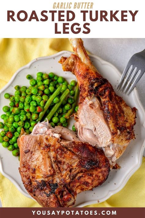 A cut open roasted turkey leg quarter. Turkey Legs Recipes, Baked Turkey Legs, Butter Roasted Turkey, Turkey In Oven, Roasted Turkey Legs, Turkey Leg Recipes, Juicy Turkey, Leg Quarters, Turkey Leg