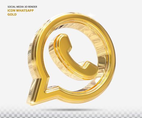 Whatsapp icon golden 3d render Premium P... | Premium Psd #Freepik #psd #logo #banner #cover #technology Professional Dp For Whatsapp, Cover Logo Design, About Whatsapp, Behance Icon, Gold Border Design, Whatsapp Logo, Instagram Black Theme, Chinese Background, Twitter Logo