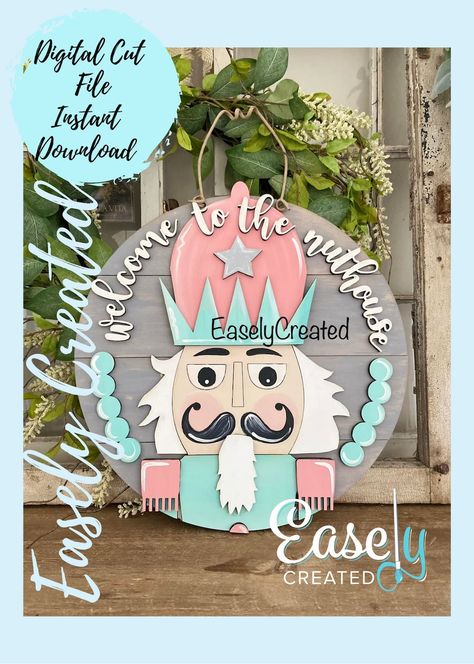 Pink Nutcracker Door Hanger, Nutcracker Door Decorations, Nutcracker Door Hanger, Christmas Paint Party, Diy Cutouts, Laser Creations, Chick Craft, Summer Arts And Crafts, Baby Candle