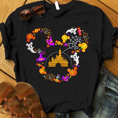 Disney Halloween Shirt Etsy Halloween, Cute Mickey Mouse, Disney Halloween Shirts, Disneyland Halloween, Mickey Halloween, Womens Disney Shirts, Mickey Mouse T Shirt, Scary Halloween Party, Halloween Shirts