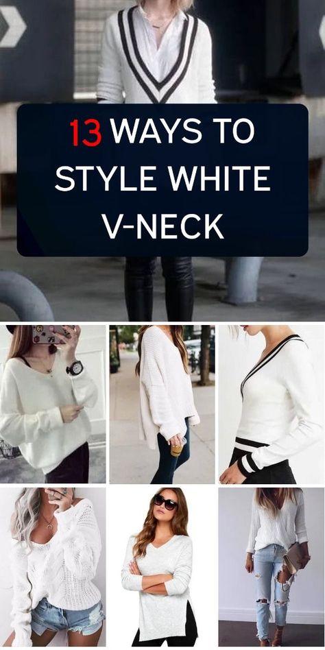 *This post may contains affiliate links, which means We may earn a commission if you make a purchase through these links, please read this full d... How To Style A White Sweater, White V Neck Sweater Outfit, White Vneck Sweater, Vneck Sweater Outfit, V Neck Sweater Outfit, Crochet Sweater Outfit, White V Neck Sweater, Cozy White Sweater, White Sweater Outfit