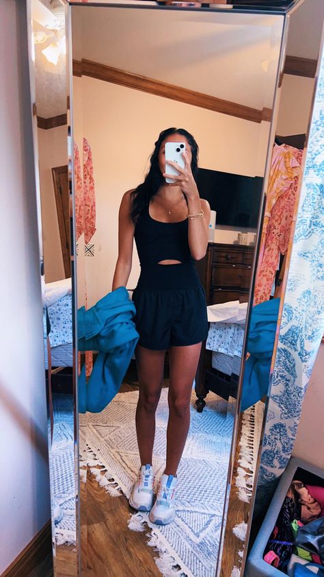 Free People Athletic Romper, Active Romper Outfit Summer, Athletic Romper Outfit Summer, On Cloud Outfit Ideas, Free People Athletic Wear, Free People Romper Outfit, Free People Shorts Outfit, Active Wear Outfits Summer, Athletic Romper Outfit