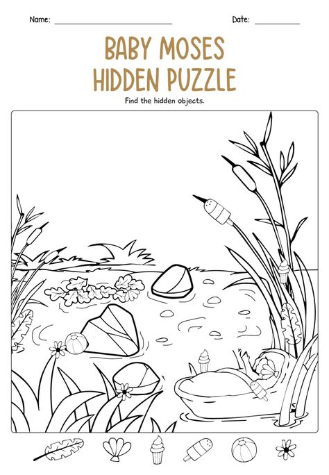 Moses Worksheets For Kids, Baby Moses Coloring Page, Baby Moses Activity, Baby Moses Craft Preschool, Baby Moses Crafts For Kids, Moses Activities, Moses Craft Preschool, Moses Bible Story, Baby Moses Crafts