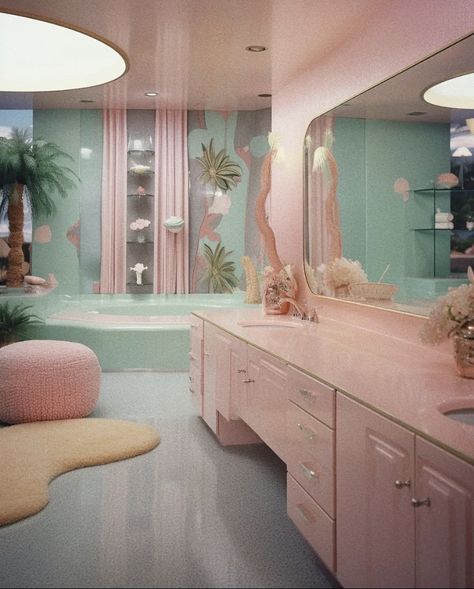 80s Interior Design, 80s House, 80s Home, 80s Interior, Retro Interior Design, Gorgeous Interiors, Retro Interior, Vintage Bathrooms, Maximalism