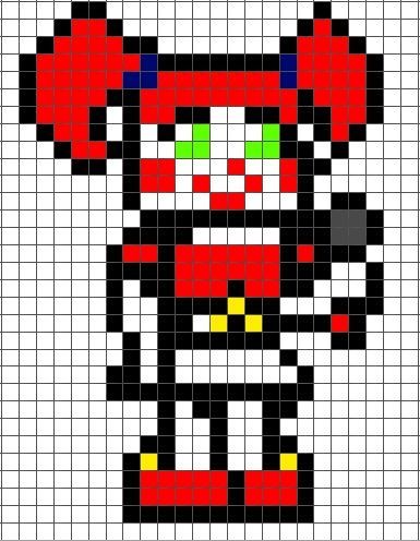 Fnaf Crafts, Fuse Bead Patterns, Easy Pixel Art, Pixel Art Templates, Pixel Drawing, Diy Perler Bead Crafts, Pix Art, Pixel Art Grid, Circus Baby