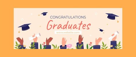 Free vector graduation design template | Free Vector #Freepik #freevector #profile-banner #graduation-illustration #graduation #graduate-student Banner Graduation Design, Graduation Banner Design, Graduation Illustration, College Banner, Canva Idea, Company Banner, Profile Banner, Congratulations Banner, Banner Graduation