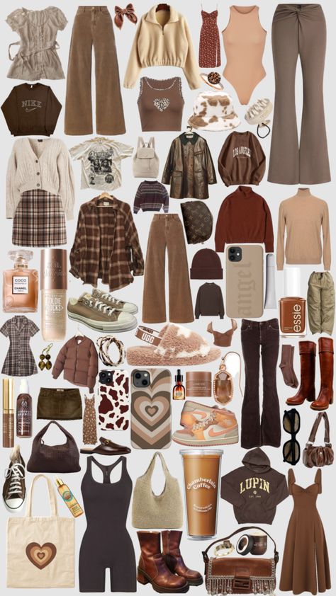 Only brown #skincare #myfirstshuffle #outfit #brown #cottagecore #cottage #aesthetic #fashion Taylor Swift Brown Outfit, Brown Chords Outfit, Brown Theme Outfit, Brown 90s Outfit, Cottagecore Outfits Brown, Brown Cottagecore Aesthetic Outfits, What Matches With Brown Pants, Cute Brown Outfit Aesthetic, Outfit Ideas For Brown Pants