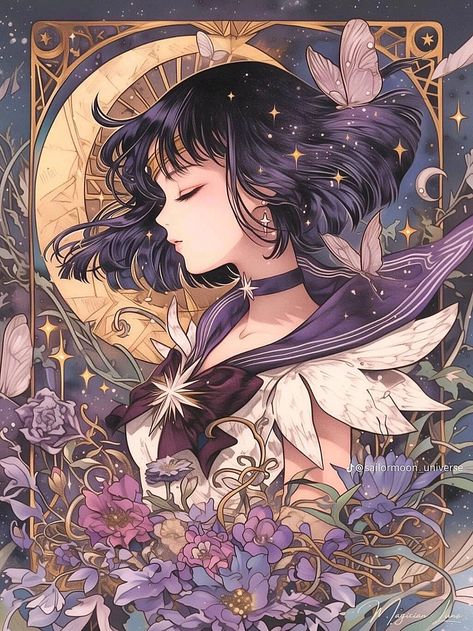 Sailor Saturn Aesthetic, Sailor Saturn Pfp, Sailor Saturn Wallpaper, Sailor Moon Saturn, Saturn Drawing, Sailor Moon Pfp, Saylor Moon, Sailor Moon Cat, Sailor Guardians