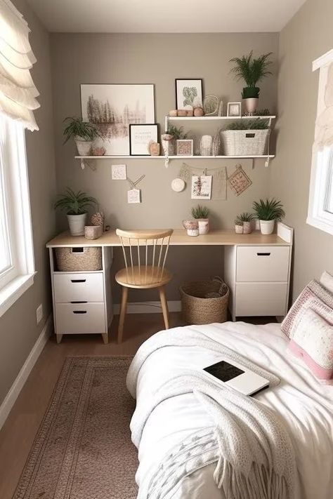 Small Decorations For Bedroom, Cute Simple Bedroom Ideas, Window Bedroom Ideas, Home Bedroom Refresh, Small Bedroom Aesthetic, Minimalist Bedroom Decor, Small Room Design Bedroom, Masculine Bedroom, Small Bedroom Decor