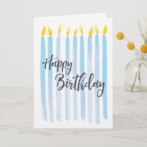 Happy Birthday Candles - Personalize with your own special message! Happy Birthday Cards Handmade, Happy Birthday Cards Diy, Anniversaire Diy, Watercolor Birthday Cards, Birthday Card Drawing, Homemade Birthday Cards, Happy Birthday Candles, Watercolor Birthday, Bday Cards