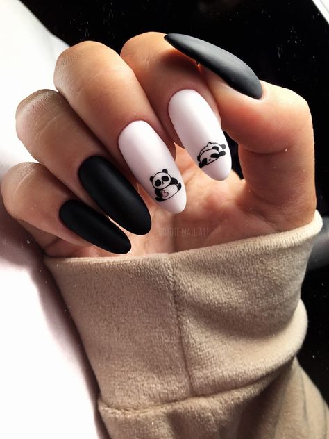 Panda Nail Art, Marble Nails, Gel Nail Designs, Unique Nails, Nail Designs Summer, Best Acrylic Nails, Gorgeous Nails, Perfect Nails, Halloween Nails