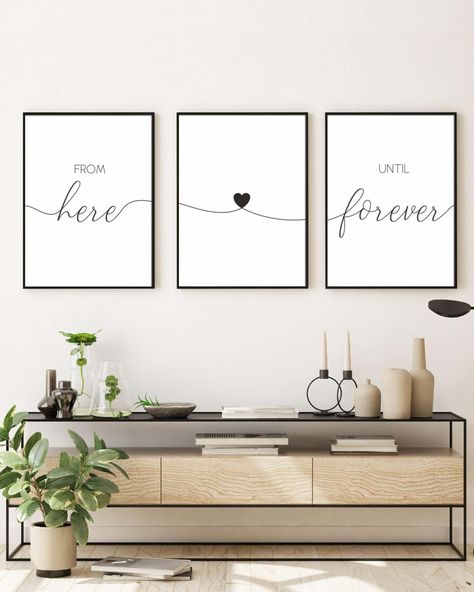 From Here Until Forever Romantic Wall Printable Set of 3,Couple Bedroom Decor,Wedding Decor Signs,Anniversary Gift,Above Bed Decor,Love Sign https://etsy.me/3EeuXra #hereandforever #couplelove #bedroomsigns #lovequotes #weddingdecor #couplegoals #wallart #lacasa #etsy Picture Frames Above Bed, Above Bed Pictures, Newlywed Bedroom, Wedding Decor Signs, Couple Bedroom Decor, Art Above Sofa, Bedroom Wall Decor Above Bed, Bedroom Ideas For Small Rooms Cozy, Art Above Bed