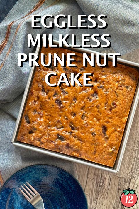 Eggless Milkless Prune Nut Cake is a versatile chameleon. While the prunes and nuts act as a mask of health, the cake is an insanely moist and delightfully dessert-y sort of cake. Prune Dessert Recipes, Recipes Using Prunes, Prune Desserts, Prune Bundt Cake, Prunes Recipes, Chocolate Prune Cake, Baking With Prunes, Chocolate Prune Cake Recipe, Prunes Dessert