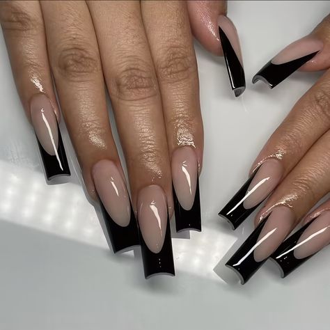 Faster shipping. Better service Black French Tip, Gothic Chic, Professional Nail Art, Black French, Beauty Inspo, Spring Nail Art, Nail Forms, Stick On Nails, Birthday Nails