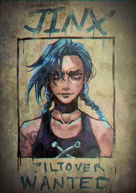 #Arcane Vi League Of Legends, Sally Face Game, Jinx League Of Legends, Harry Potter Artwork, Lol League Of Legends, Room Posters, Cool Posters, Blue Hair, League Of Legends