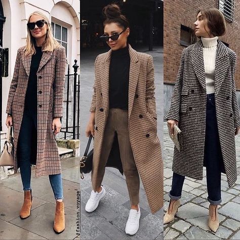 Checkered Coats For Women, Checkered Coat Outfit Winter, Checkered Trench Coat Outfit, Checkered Trench Coat, Check Coat Outfit, Long Plaid Coat Outfit, Checkered Coat Outfit, Plaid Trench Coat Outfit, Longline Coat Outfits