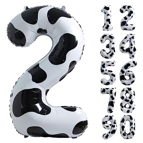 Moo Moo Im Two, Balloon Birthday Decorations, Number 2 Balloon, Cow Print Birthday, Number Balloons Birthday, 2 Balloon, Farm Themed Party, Farm Animal Party, Celebration Balloons