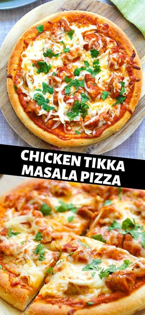 Pizza Indian, Tikka Masala Pizza, Butter Chicken Pizza, Indian Pizza, Homemade Pizza Recipe, Veg Pizza, Chicken Pizza Recipes, Best Homemade Pizza, Rasa Malaysia