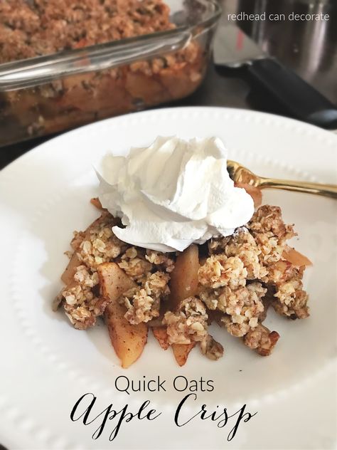 Instant Oatmeal Apple Crisp, Apple Crisp Recipe With Oats 9x13, Recipe With Quick Oats, Apple Crumble Recipe Easy, Healthy Crumble, Quick Apple Crisp, Fresh Apple Recipes, Quick Oat Recipes, Recipe With Oats