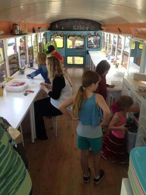 Bus Bus Boutique, School Bus Art, Bus Business, Kids Bus, Book Mobile, Bus Party, Kids Art Studio, Converted Bus, Bus Art