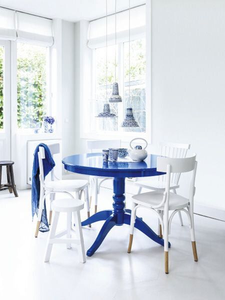 Blue Kitchen Tables, Blue Dining Room, Blue Dining Tables, Painted Kitchen Tables, Painted Dining Table, Blue Interior, Color Of The Year, Interior Design Studio, Classic Blue