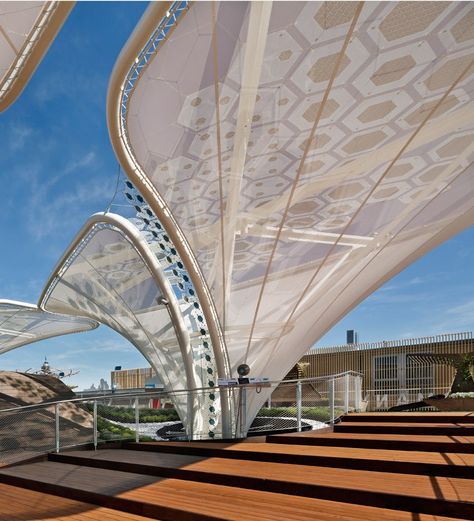 OPV-schmidhuber-designboom1 Architecture Canopy, Structures Architecture, Ecological Architecture, Urban Ideas, Temporary Architecture, German Architecture, Convention Hall, Tensile Structures, Future Buildings