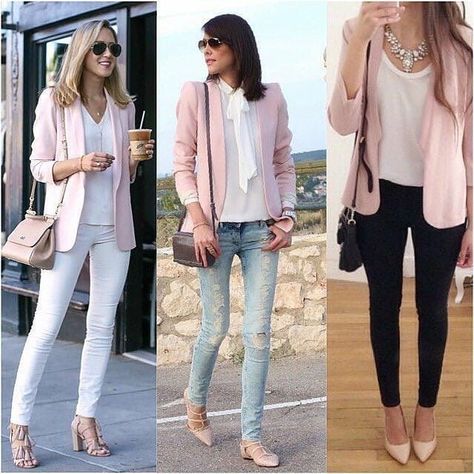 Light Pink Blazer Outfit, Blazer Rose, Blazer Rosa, Light Pink Blazers, Blazer Outfits Casual, Blazer Outfits For Women, Blazer Outfit, Classy Work Outfits, Stylish Work Outfits