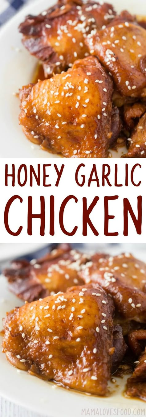 slow cooker honey garlic chicken Slow Cooker Honey Garlic Chicken, Honey Garlic Chicken Thighs, Garlic Chicken Recipe, Sweet Chicken, Meat Meals, Diy Easy Recipes, Garlic Chicken Recipes, Favorite Dinner, Honey Garlic Chicken