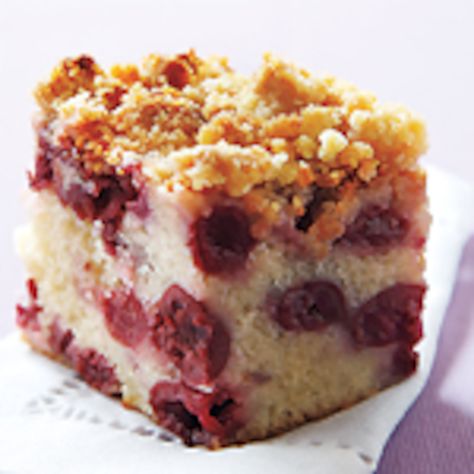 Sour Cherry Buckle | Canadian Living Cherry Buckle Recipe, Cherry Buckle, Cherry Squares, Buckle Recipe, Sour Cherry Recipes, Cherry Recipes Dessert, Cherry Desserts, Dinner Dessert, Cherry Recipes