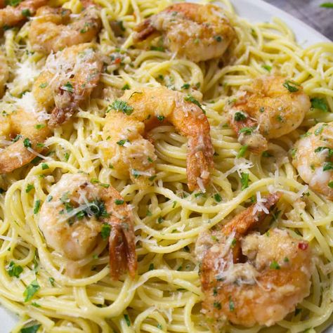 Shrimp Scampi Without Wine - Always From Scratch Shrimp Scampi No Wine, Shrimp Scampi Without Wine, Shrimp Scampi With Pasta, Battered Shrimp, Red Clam Sauce, Anchovy Pasta, Italian Soup Recipes, Lemon Pesto, Seafood Pasta Recipes