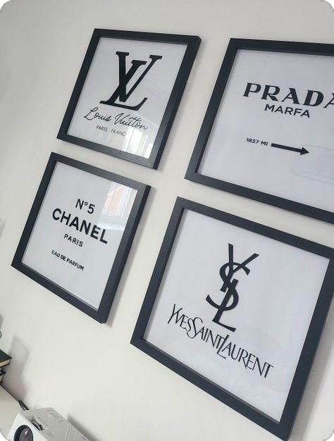 Prada Picture Wall Art, Chanel Room, Art Deco Frames, White Room Decor, Luxury Room Bedroom, Future Apartment Decor, Room Redesign, Bedroom Pictures, Room Planning