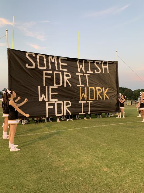 Pep Rally Posters Basketball, Playoffs Football Signs, Cheer Banners For Football Poster Ideas, Football Pep Rally Ideas, Pep Rally Signs Posters, Cheerleading Signs For Football Games, Banners For Football Games, Football Banners Run Through First Game, Football School Posters