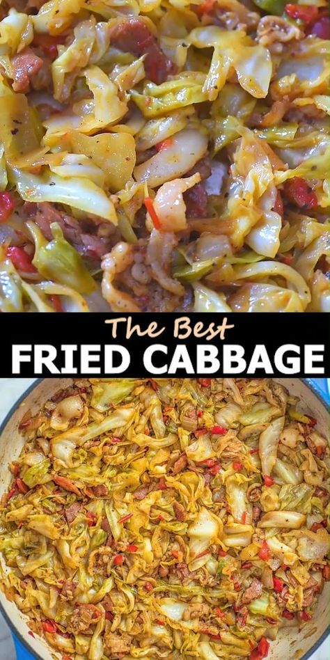 This Fried Cabbage recipe is insanely good! Made with bacon, onion, bell pepper, and a touch of hot sauce, it is easy to make, simple, and comes out perfect every time! FOLLOW Cooktoria for more deliciousness! If you try my recipes - share photos with me, I ALWAYS check! #cabbage #bacon #keto #lowcarb #ketosis #cooktoria Best Fried Cabbage, Fried Cabbage Recipe, Ww Lunch, Fried Cabbage Recipes, Bacon Dinner, Sandwich Cream, Bacon Fried Cabbage, Pepper Sandwich, Cabbage Recipe