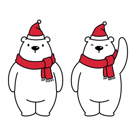 Bear polar christmas cartoon Premium Vec... | Premium Vector #Freepik #vector #christmas Christmas Polar Bear Drawing, Christmas Characters Cartoon, Christmas Bear Drawing, Cute Christmas Things To Draw, Cartoon Christmas Drawings, Little Christmas Drawings, Christmas Cartoon Drawings, Christmas Bear Illustration, Christmas Cute Illustration