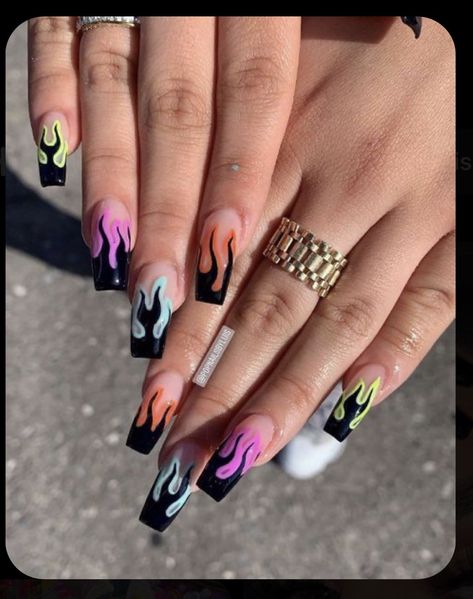 Pop Nails, Edgy Nails, Grunge Nails, Cute Acrylic Nail Designs, Her Nails, Nail Swag, Acrylic Nails Coffin Short, Summer Acrylic Nails, Short Acrylic Nails Designs