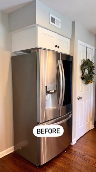 Diy Corner Coffee Bar, Fridge Cabinet Surround, Refrigerator Cabinet Surround, Malm Nightstand, Diy Refrigerator Cabinet, Corner Coffee Bar, Mini Fridge Cabinet, Malm Hack, Refrigerator Ideas