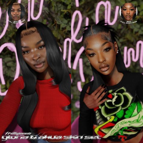 gloria & akua skin set | trillqueen Sims 4 Skin Patreon Cc, Trillqueen Sims 4, Sims 4 Cc Female Skins, Sims 4 Black Female Skin Overlay, Sims 4 Black Hair Cc Patreon, Skin Presets Sims 4, Sims 4 Cc Female Face, Sims4 Urban Hair, Sims 4 Urban Mods Gameplay