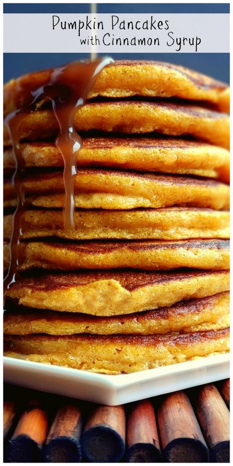 Pumpkin Pancakes with Homemade Cinnamon syrup are extra fluffy and made from scratch. These pumpkin pancakes and syrup are made from everyday ingredients and the easy answer to a flavor packed fall breakfast. The easy homemade syrup recipe is perfect for pumpkin recipes. This is a great fall breakfast idea. #noblepig #pumpkinpancakes #pumpkinrecipes #homemadesyruprecipe #pumpkinpancakerecipe #fallbreakfastideas #homemadesyrupforpancakes #pumpkinpancakeseasy #fallbreakfast #homemadesyrup via @cm Easy Homemade Syrup, Homemade Pumpkin Pancakes, Easy Pumpkin Pancakes, Pancakes And Syrup, Pumpkin Pancakes Easy, Pumpkin Breakfast Recipes, Pumpkin Spice Pancakes, Pumpkin Pancake Recipe, Pumpkin Dishes