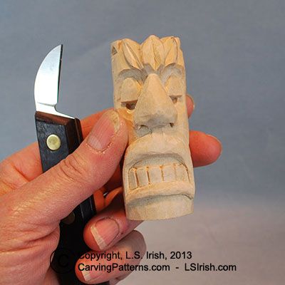 irish_tiki_0072 Whittling Patterns, Whittling Projects, Simple Wood Carving, Wood Carving For Beginners, Wood Spirit, Chip Carving, Wood Carving Patterns, Fun Hobbies, Woodworking Project