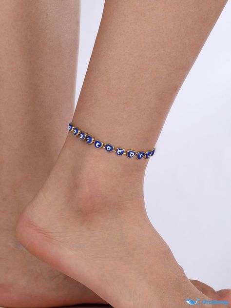 Copper Anklet, Evil Eye Decor, Silver Chain Anklet, Copper Eye, Eye Decor, Types Of Eyes, Ankle Bracelet, Chain Anklet, Blue Bracelet