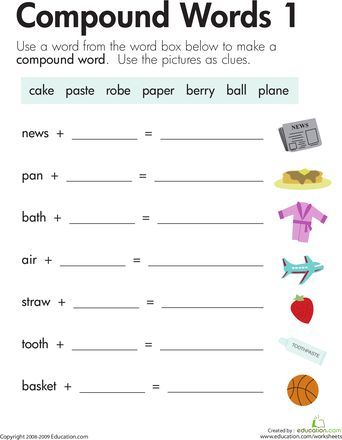 Worksheets: Word Addition: Compound Words 1 Compound Words Worksheets, Compound Words Activities, Blends Worksheets, Slp Activities, English Activities For Kids, 2nd Grade Math Worksheets, English Grammar Worksheets, Classroom Tools, 2nd Grade Worksheets