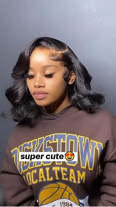 Short Hair Lace Front Wigs, Curly Bob Sew In With Leave Out, Short Closure Sew In, Wig Short Hairstyles, Bob Hairstyles For Black Women Sidepart, Lace Closure Sew In, Short Wig Hairstyles, Half Up Half Down Bob, Closure Quick Weave