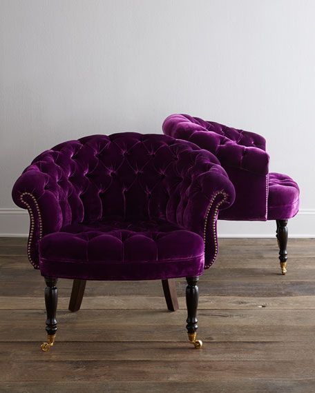 Purple velvet sofa