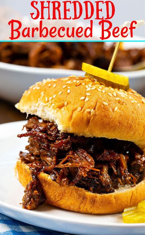 Shredded Barbecued Beef Pulled Beef In Oven, Recipes For Shredded Beef, Pulled Beef Sandwich, Shredded Beef Recipes Sandwiches, Barbecued Beef Sandwiches, Bbq Chopped Beef Sandwich, Barbeque Beef Sandwiches, Beef Bbq Recipes, Pulled Bbq Beef Sandwiches