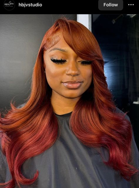 Dark Wig Colors, Burnt Orange Hair, Frontal Wig Hairstyles, Black Ponytail Hairstyles, Ginger Hair Color, Dyed Hair Inspiration, Dyed Natural Hair, Burgundy Hair, Dope Hairstyles