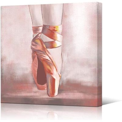 Ballet Shoes Painting, Shoes Painting, Dancer Wall Art, Red Wall Decor, Art Ballerina, Pink Ballet Shoes, Picture Canvas, Ballerina Pink, Painting Picture